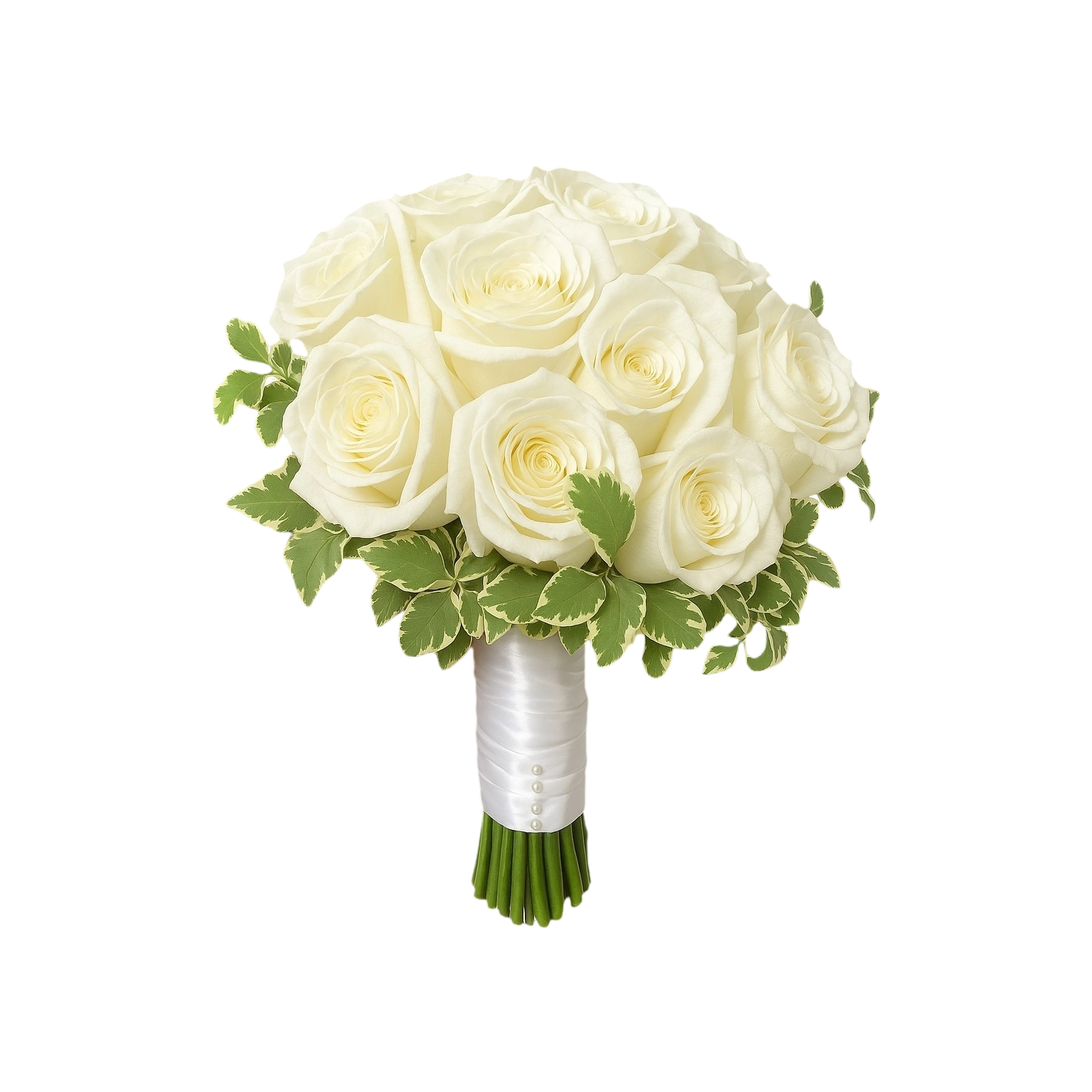 Classic White Rose Bridal Bouquet